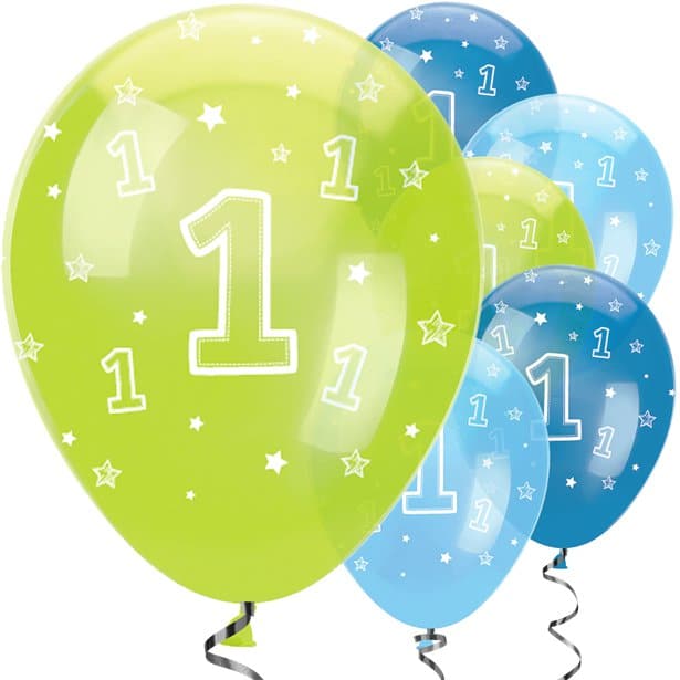 1st birthday bluegreen latex balloons